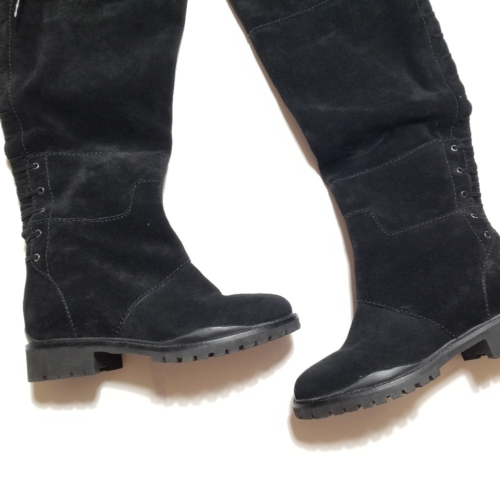 NEW Nine West Mavira Suede Lace Up Over Knee Boots - Picture 2 of 8